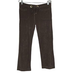 Tory‎ Burch Brown Terry Cloth Cropped Pants, Size Small, Gold Hardware